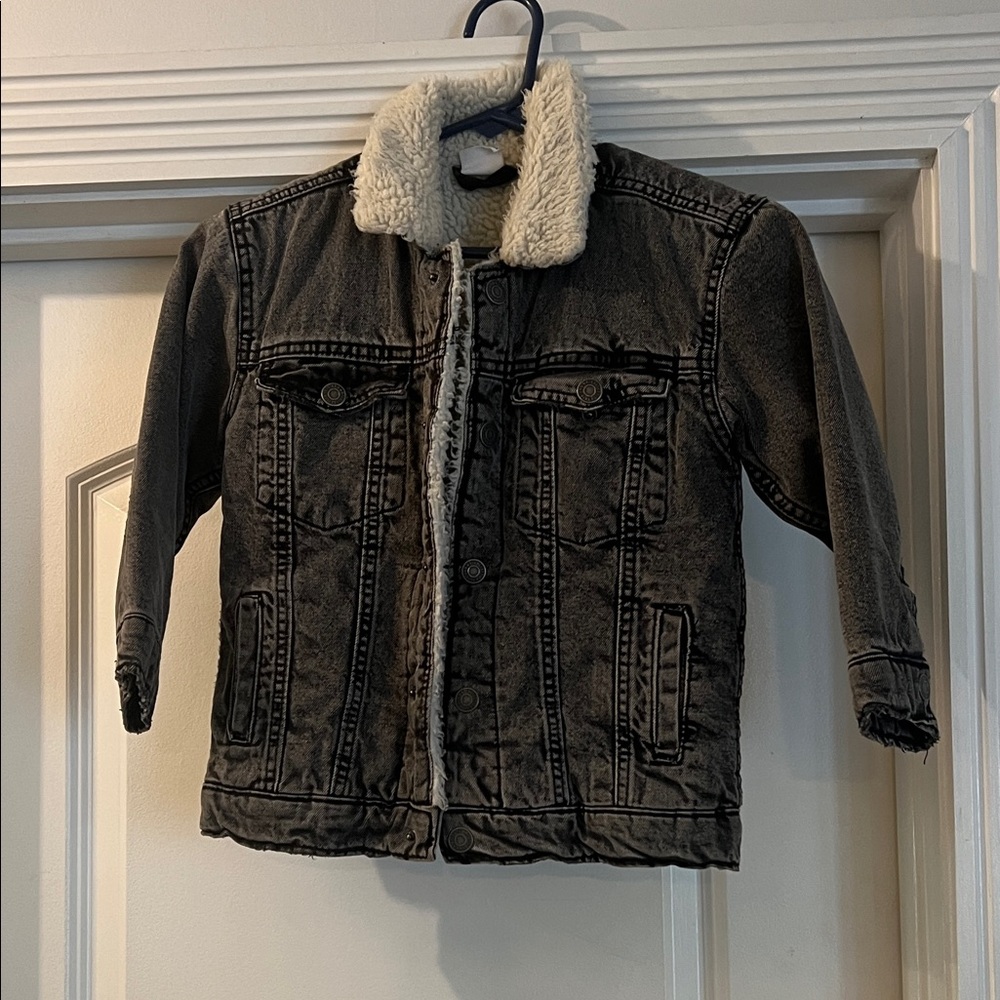 Zara Charcoal Jean Jacket with Cream Sherpa